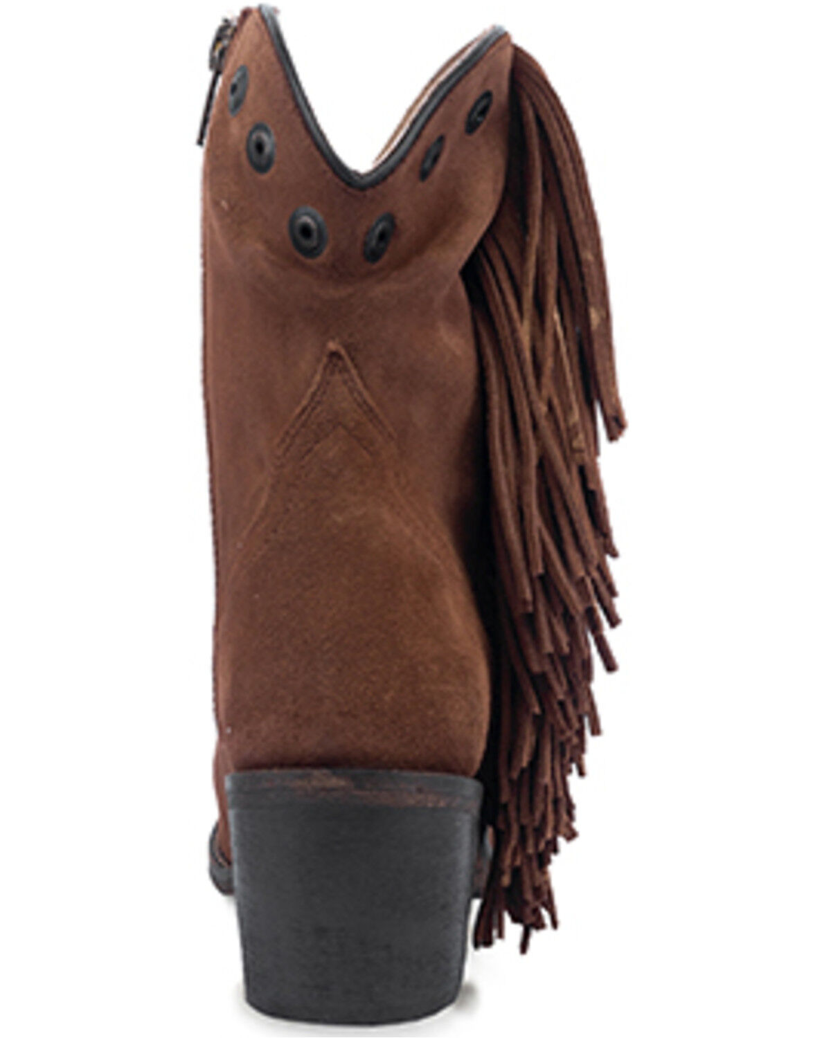 Image #4 - Circle G Women's Studded Suede Fringe Ankle Boots - Round Toe, Brown, hi-res