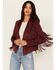 Image #1 - Shyanne Women's Faux Suede Fringe Jacket, Maroon, hi-res