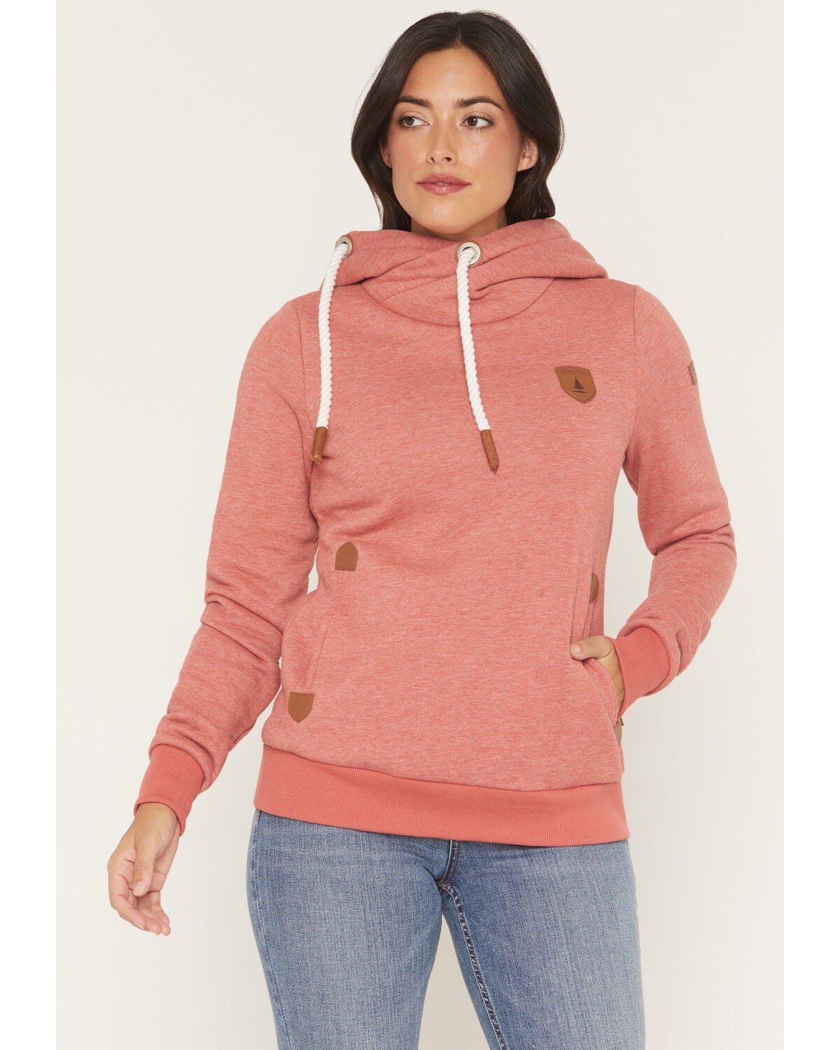 Wanakome Women's Artemis Cowl Neck Hoodie, Red, hi-res