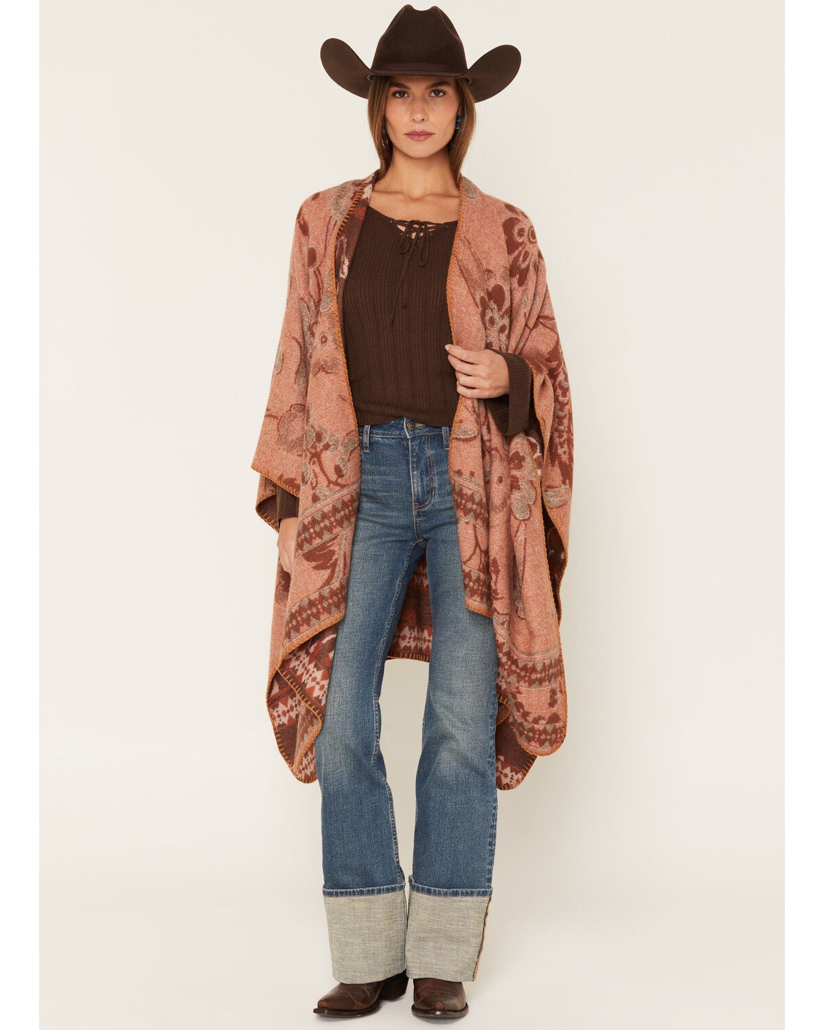Image #3 - Shyanne Women's Palmer Floral Print Shawl, Mahogany, hi-res