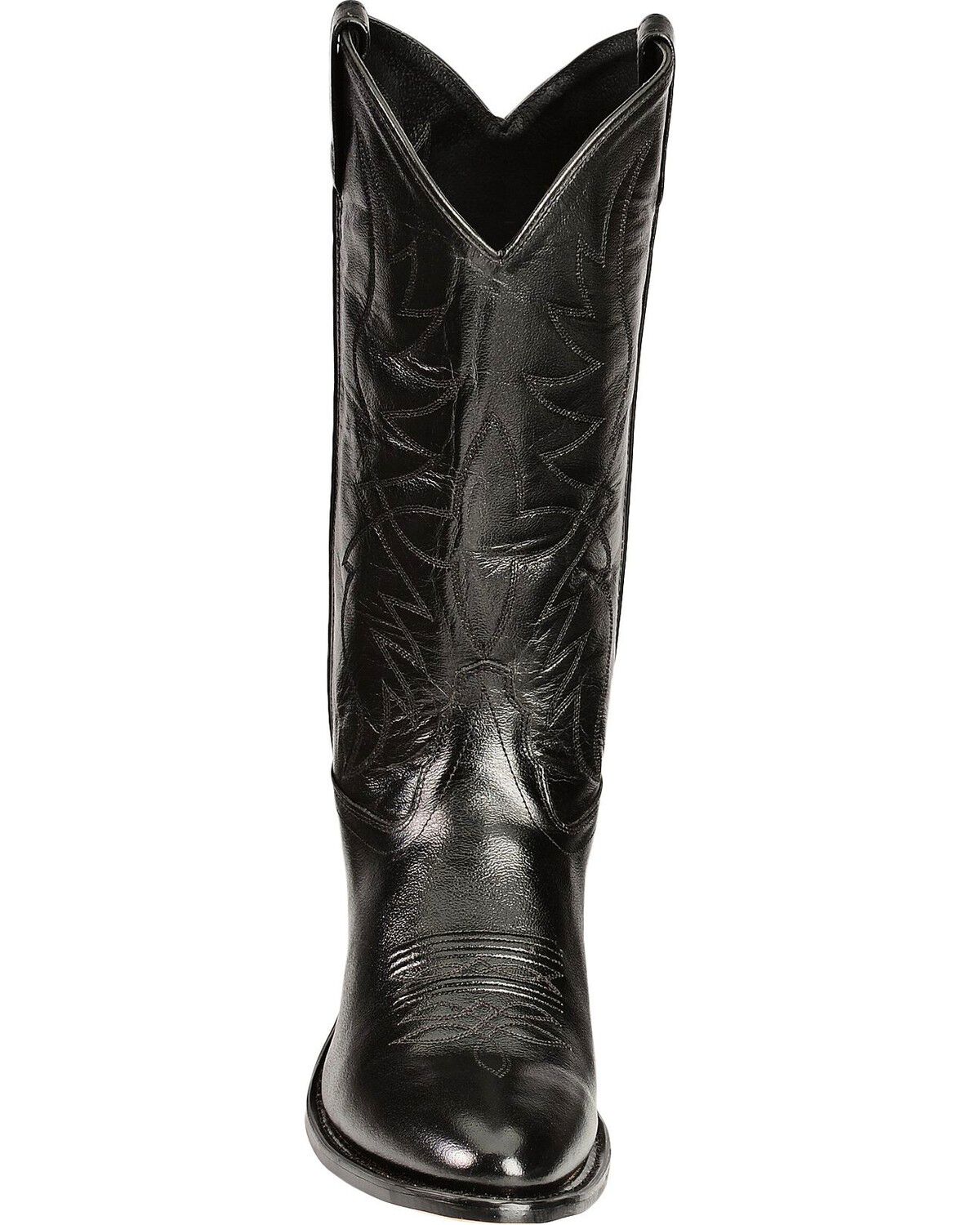 Image #4 - Old West Men's Smooth Leather Western Boots - Round Toe, Black, hi-res