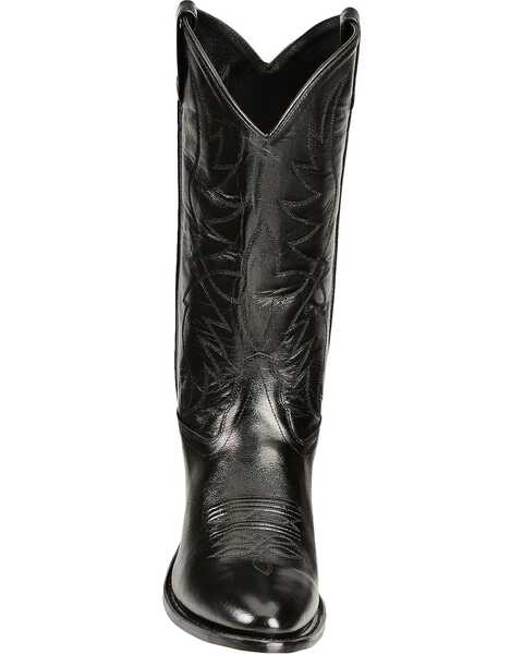 Old West Smooth Leather Cowboy Boots - Medium Toe, Black, hi-res