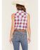 Image #4 - Shyanne Women's Rushmore Dobby Plaid Print Sleeveless Snap Western Shirt, Red/white/blue, hi-res