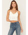 Image #1 - Fornia Women's Boot Stitch Sleeveless Cropped Tank Top, Ivory, hi-res