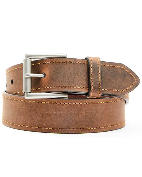 Hawx Men's Brown Stitched Belt , Brown, hi-res