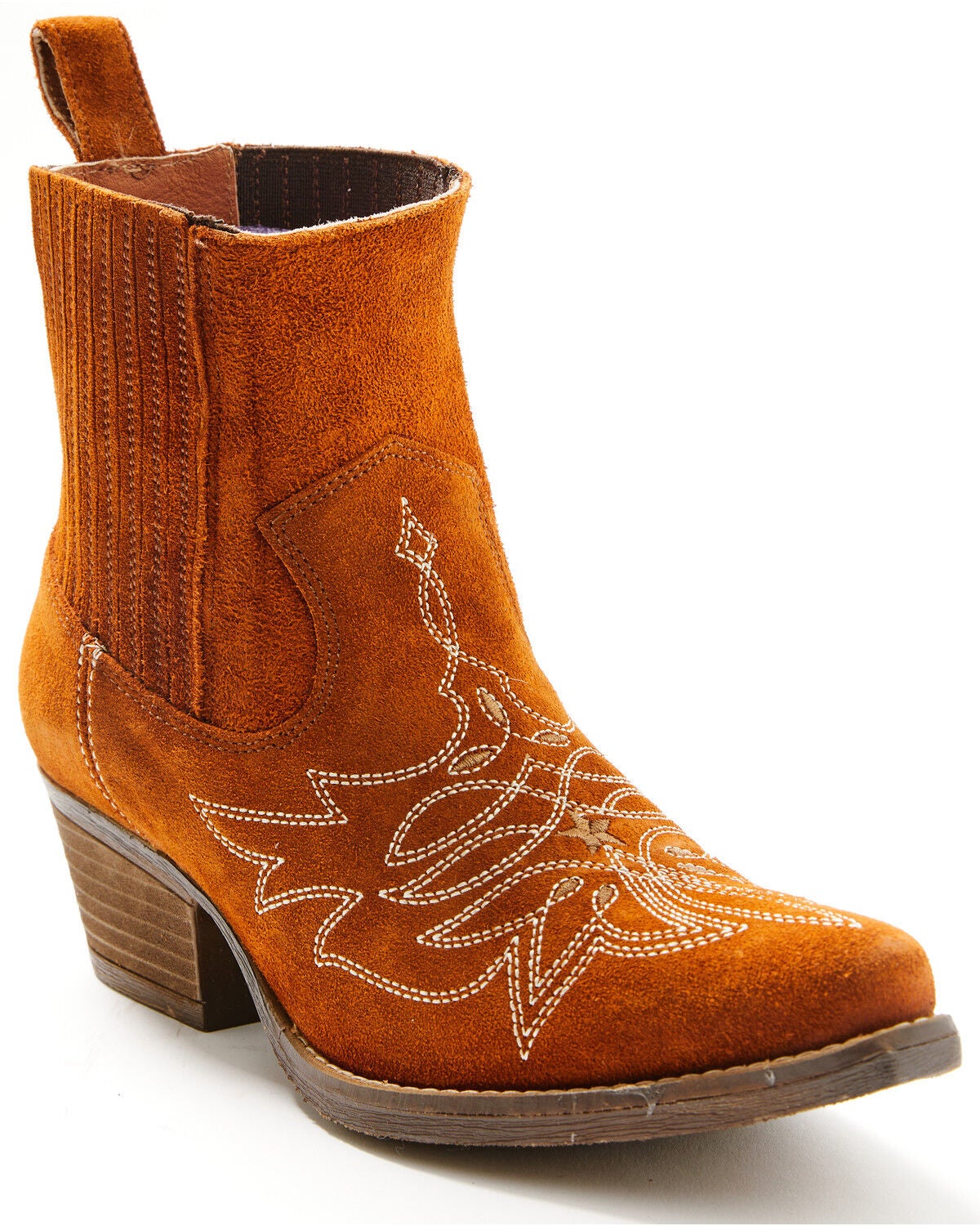 Roper Womens Ava Harness Snip Toe Casual Boots Ankle Low Heel 1 2 Brown