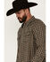Image #2 - Moonshine Spirit Men's Bar Table Plaid Print Long Sleeve Snap Western Shirt, Navy, hi-res