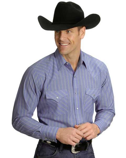 Image #2 - Ely Walker Men's Assorted Long Sleeve Western Shirt - Big & Tall, Stripe, hi-res