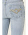 Image #4 - Shyanne Little Girls' Destructed Knee Flare Jeans, Light Wash, hi-res