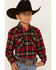 Image #2 - Ely Walker Boys' Plaid Print Long Sleeve Pearl Snap Western Shirt, , hi-res