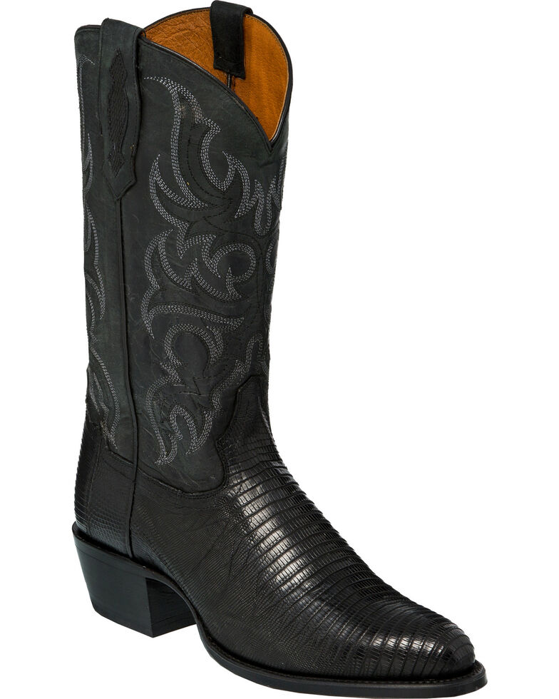 Tony Lama Men's Nacogdoches Black Teju Lizard Cowboy Boots - Medium Toe, Black, hi-res