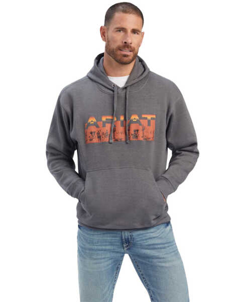 Ariat Men's Desert Roam Hooded Sweatshirt - Big, Charcoal, hi-res