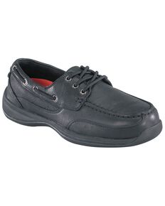 Rockport Women's Works Sailing Club Black Boat Shoes - Steel Toe, Black, hi-res