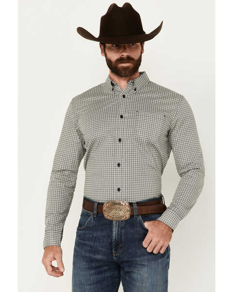 Cody James Men's Burro Checkered Print Long Sleeve Button-Down Shirt, Black, hi-res