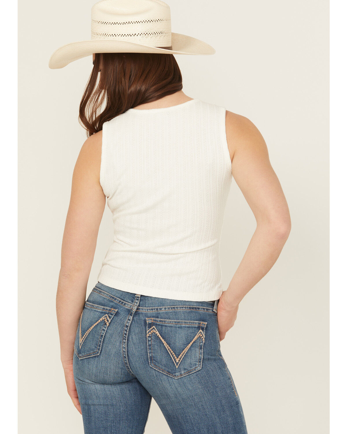 Image #4 - Shyanne Women's Pointelle Rib Knit Tank Top, White, hi-res