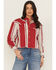 Image #1 - Wrangler Women's Modern Striped Long Sleeve Heritage Long Sleeve Snap Western Shirt, Red, hi-res