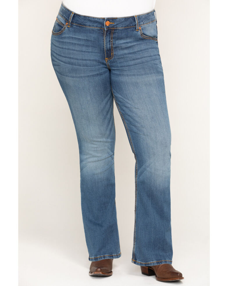 Wrangler Retro Women's Mae Mid Rise Jeans - Plus, Blue, hi-res