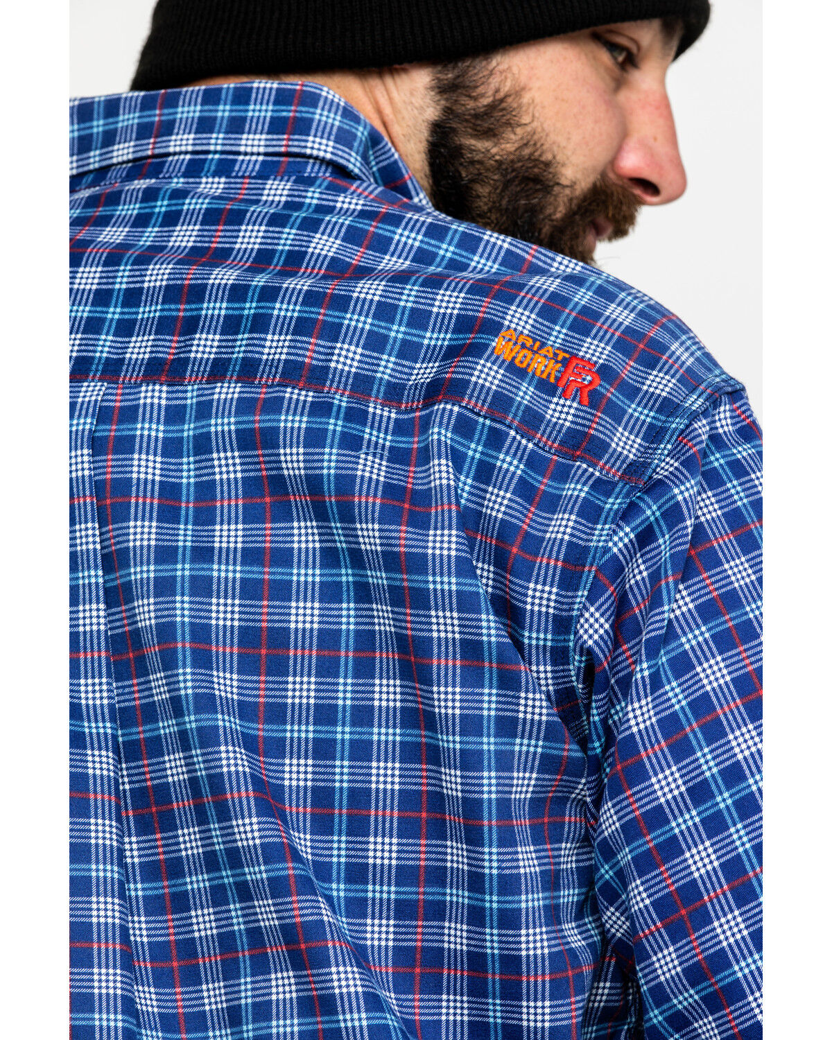 Image #5 - Ariat Men's Collins FR Plaid Print Long Sleeve Button-Down Work Shirt, Blue, hi-res