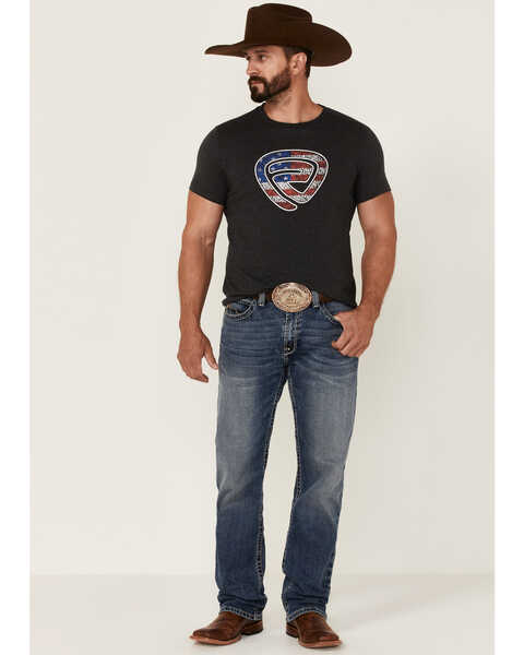 Image #2 - Rock & Roll Denim Men's Charcoal Patriotic Logo Short Sleeve T-Shirt , Charcoal, hi-res