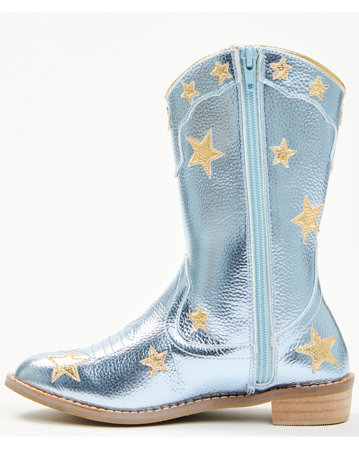 Image #3 - Wild + Rae Girls' Stars Western Boots - Round Toe, Blue, hi-res