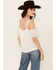 Image #4 - Jolt Women's Lace Cold Shoulder Tank, White, hi-res