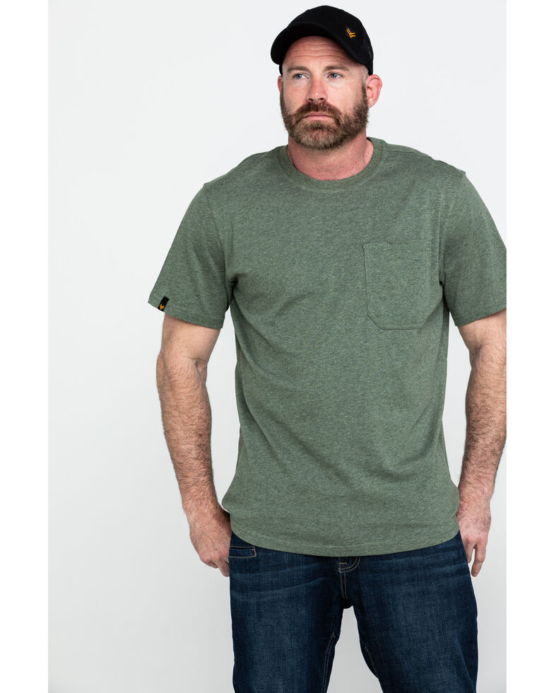 Hawx Men's Green Pocket Crew Short Sleeve Work T-Shirt , Heather Green, hi-res
