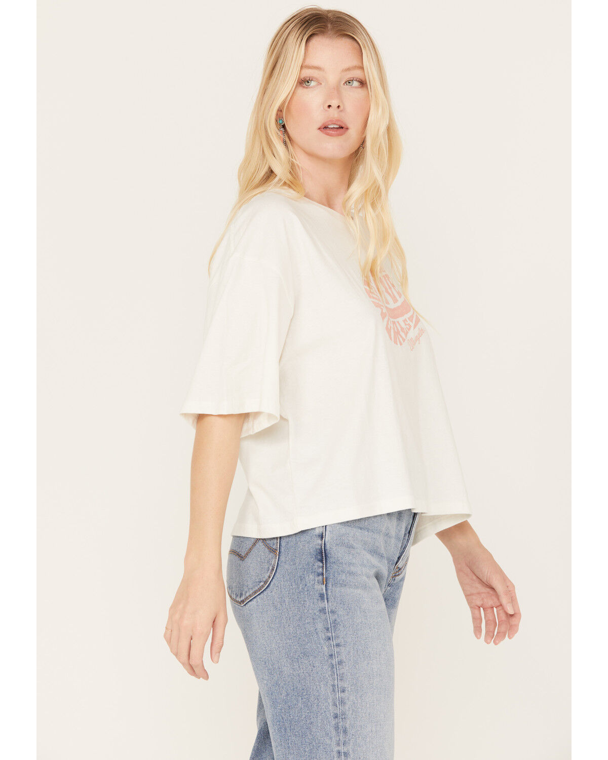 Image #2 - Wrangler Retro Women's Long Live Cowgirls Graphic Cropped Boxy Tee, Ivory, hi-res