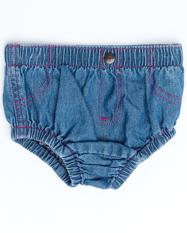 Wrangler Infant Girls' Denim Diaper Cover , Blue, hi-res