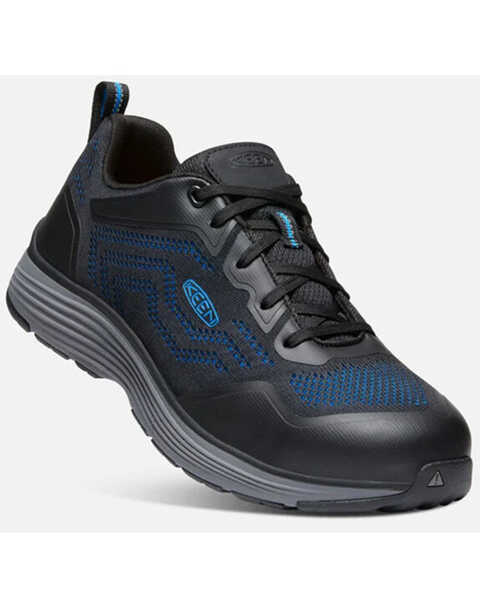 Keen Men's Sparta II Lace-Up Work Sneakers - Aluminum Toe, Black/blue, hi-res