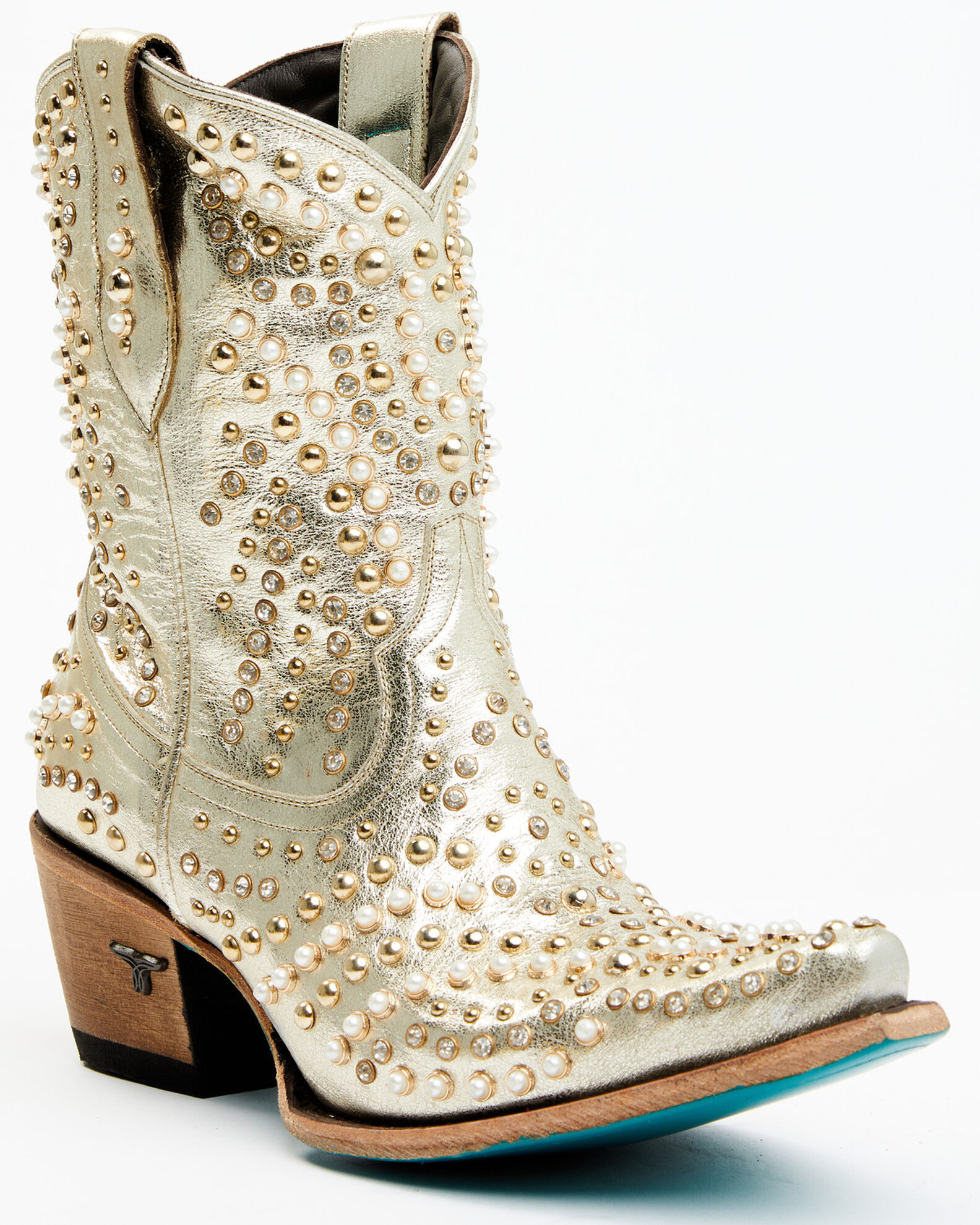 Boot Barn X Lane Women s Exclusive Dolly Metallic Leather Western Bridal Booties Snip Toe Country Outfitter