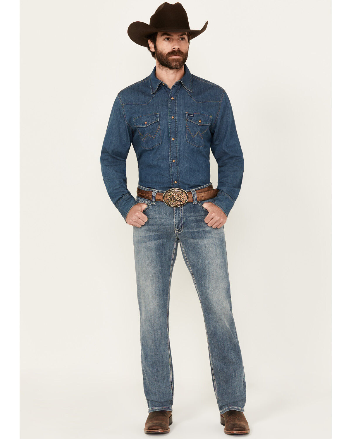 Image #1 - Rock & Roll Denim Men's Medium Wash Revolver Reflex Slim Straight Stretch Denim Jeans, Medium Wash, hi-res
