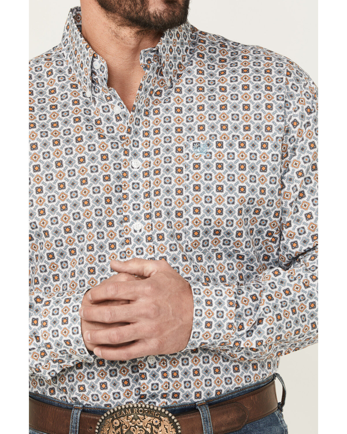 Image #3 - Cinch Men's Geo Print Long Sleeve Button-Down Western Shirt, , hi-res