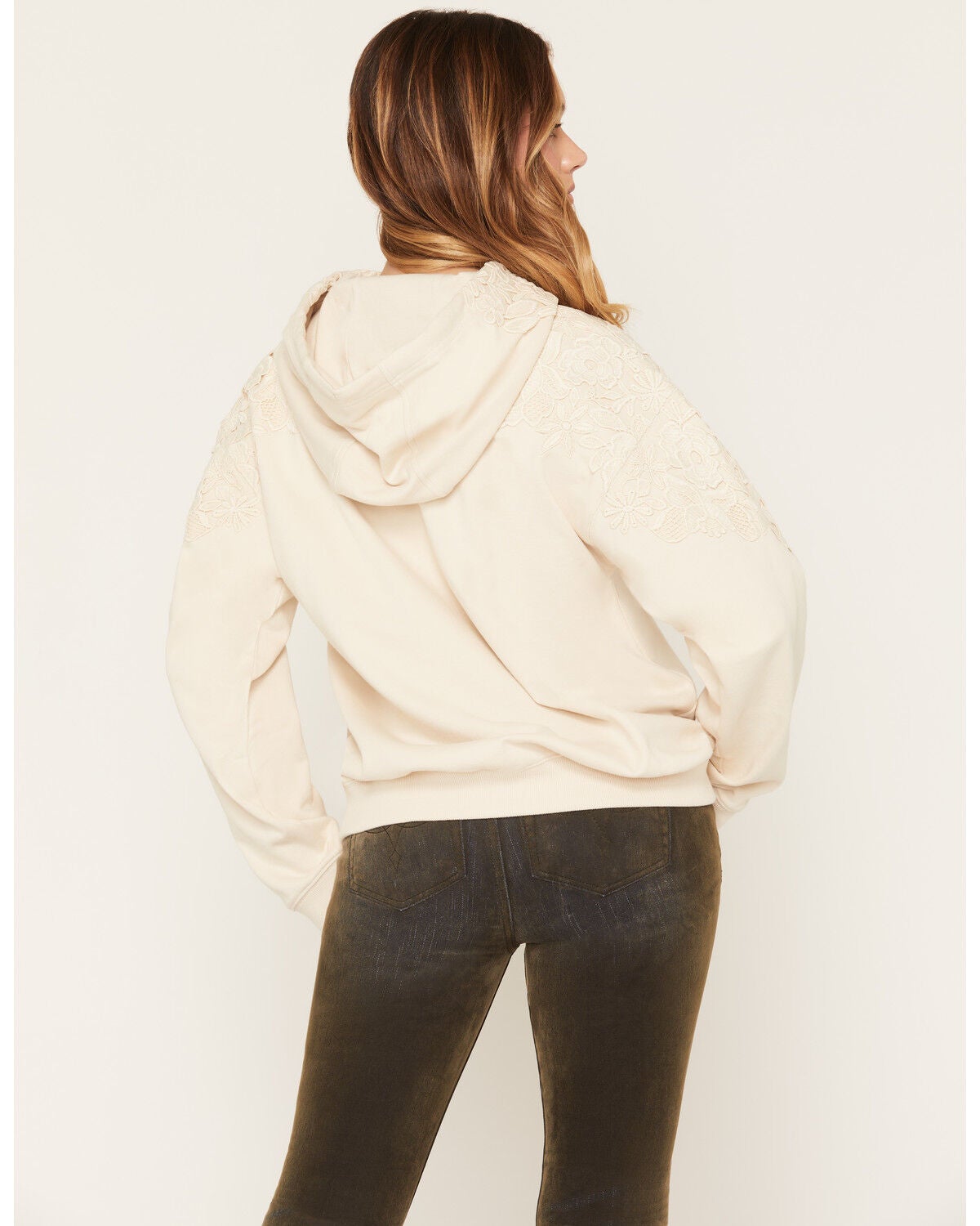 Image #4 - Shyanne Women's Crochet Lace Hoodie, Natural, hi-res