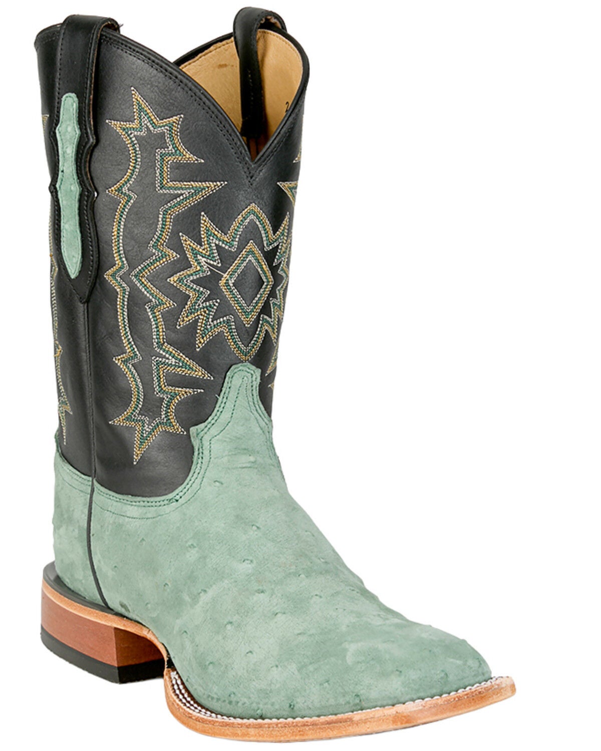 Tony Lama Men's Exotic Full Quill Ostrich Carlos Western Boots - Broad Square Toe, Green, hi-res