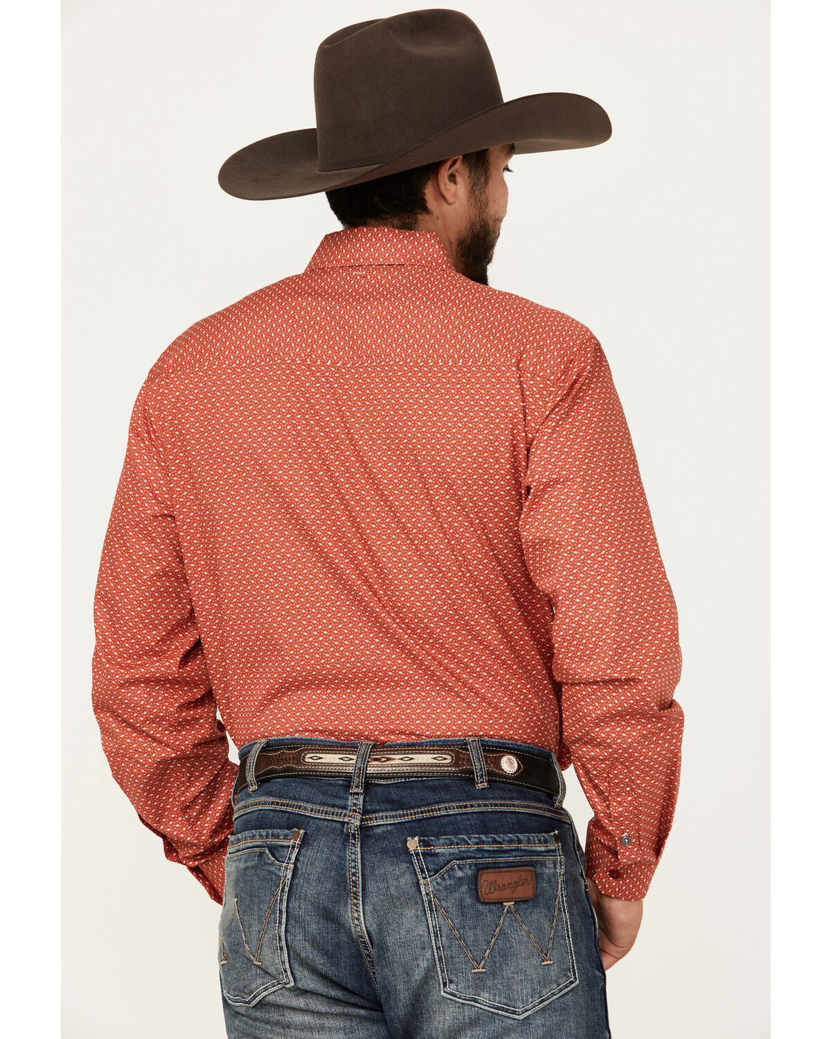 Image #4 - Cinch Men's Geo Print Long Sleeve Button-Down Western Shirt, Red, hi-res
