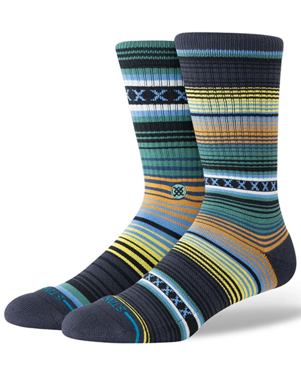 Stance Men's Curren Crew St Socks, Dark Teal, hi-res
