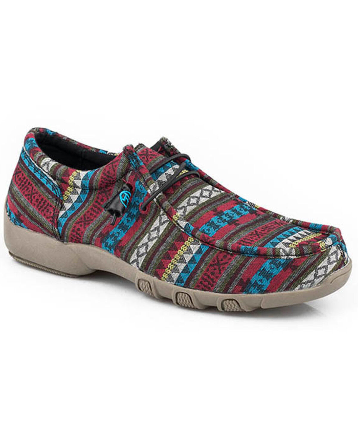 Image #1 - Roper Women's Chillin' Southwestern Print Casual Shoes - Moc Toe, Blue, hi-res