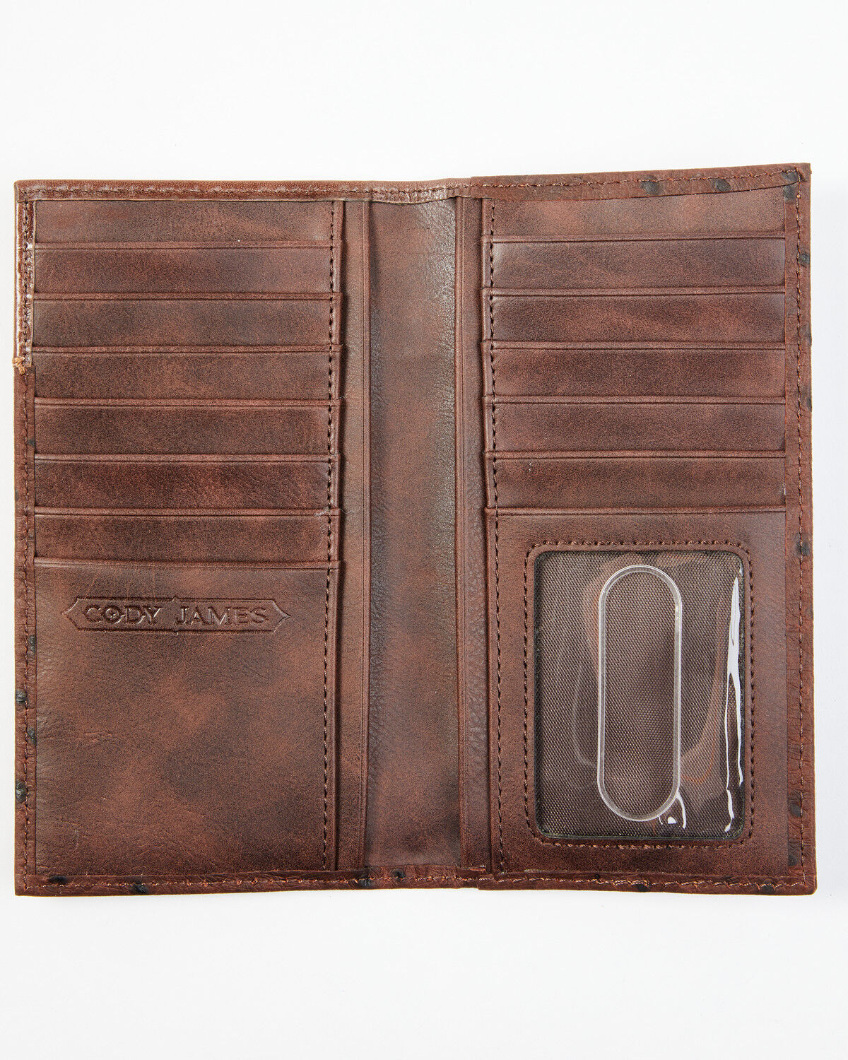 Image #2 - Cody James Men's Bifold Ostrich Print Embossed Rodeo Wallet, Brown, hi-res