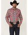 Image #1 - Wrangler Retro Men's Plaid Print Long Sleeve Snap Western Shirt - Tall, Red, hi-res