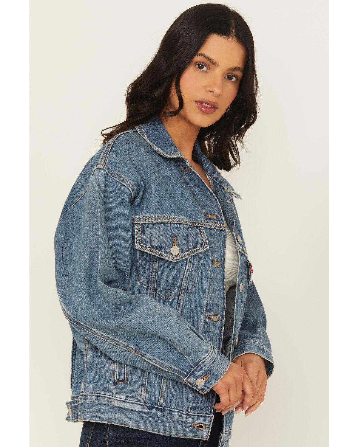 Image #2 - Levi's Women's Switch Stitch Medium Wash 90s Trucker Jacket, Medium Wash, hi-res