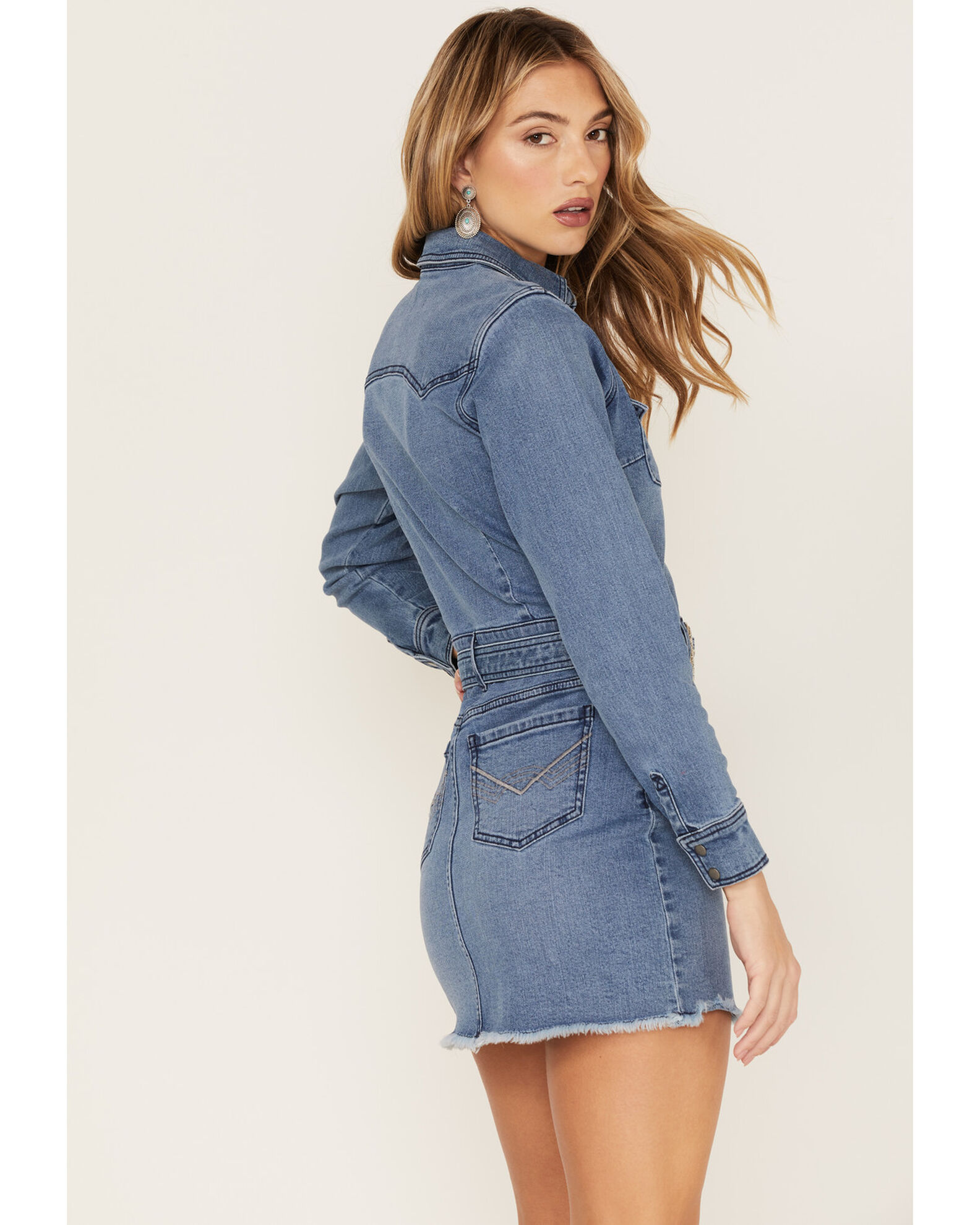 Country road belted denim dress best sale