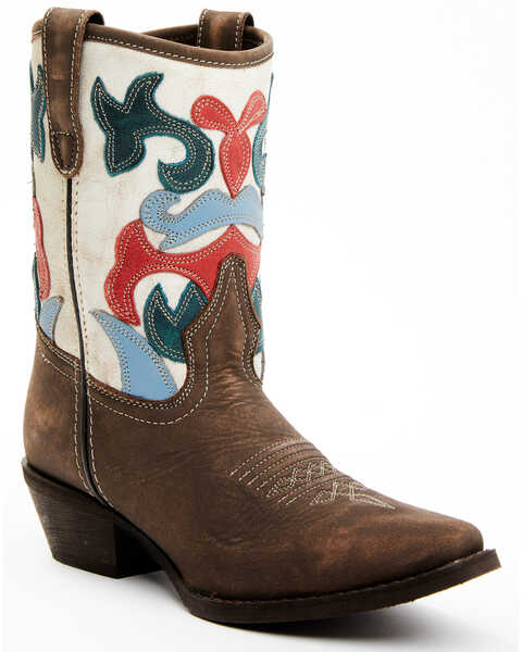 Image #1 - Laredo Women's Western Fashion Boots - Snip Toe , Cream/brown, hi-res