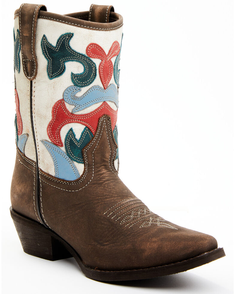 Laredo Women's Bone Shaft Multi-Colored Western Fashion Boots - Snip Toe , Cream/brown, hi-res