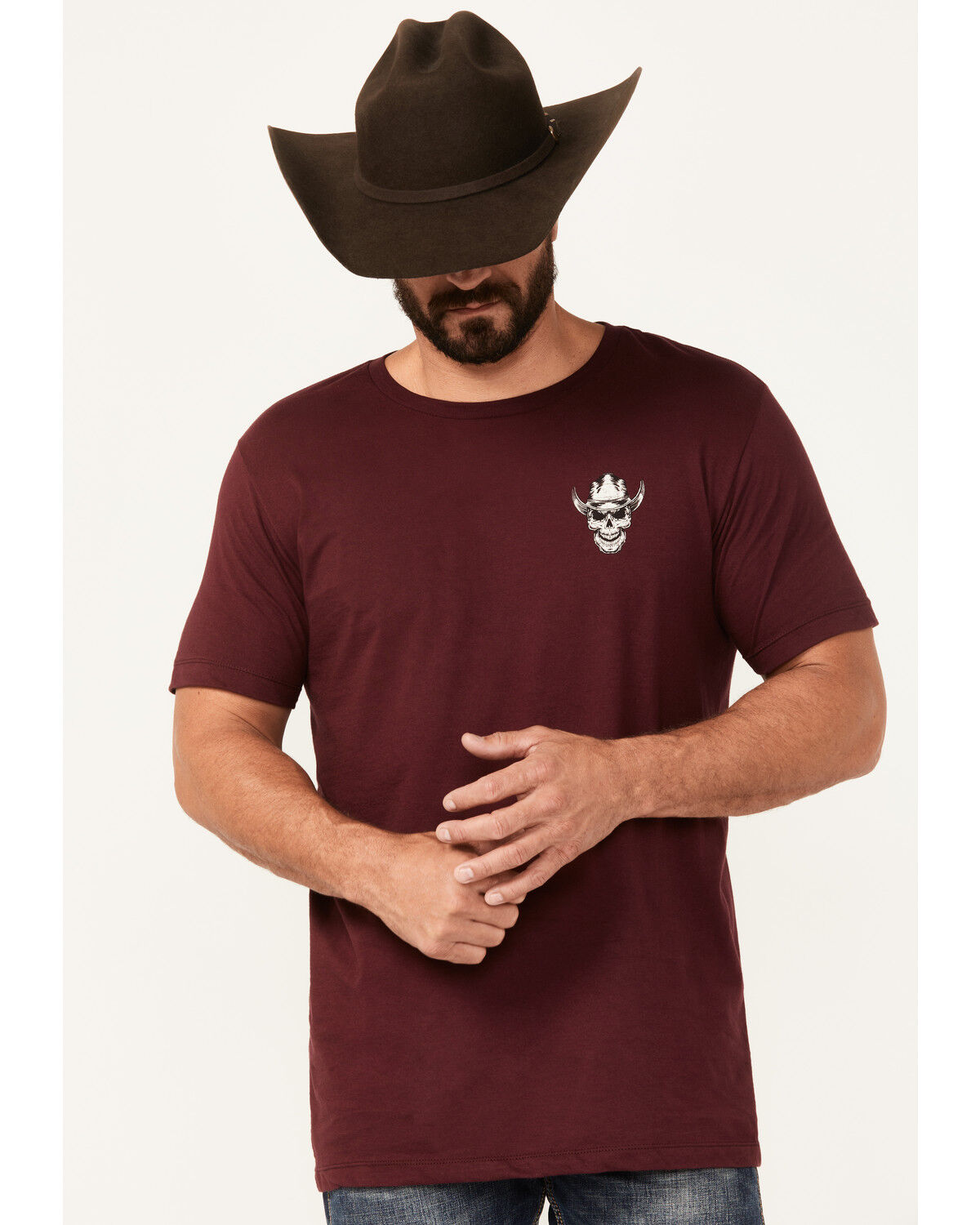 Image #1 - Moonshine Spirit Men's Cross Guitars Short Sleeve Graphic T-Shirt, Burgundy, hi-res