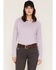 Image #1 - Ariat Women's FR Air Crew Long Sleeve Work Tee, Heather Purple, hi-res