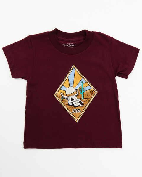 Cody James Toddler-Boys' Desert Skull Head Logo Graphic T-Shirt, Maroon, hi-res