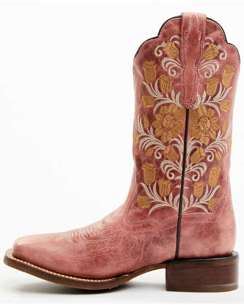 Image #3 - Dan Post Women's Athena Floral Embroidered Western Performance Boots - Broad Square Toe, Pink, hi-res