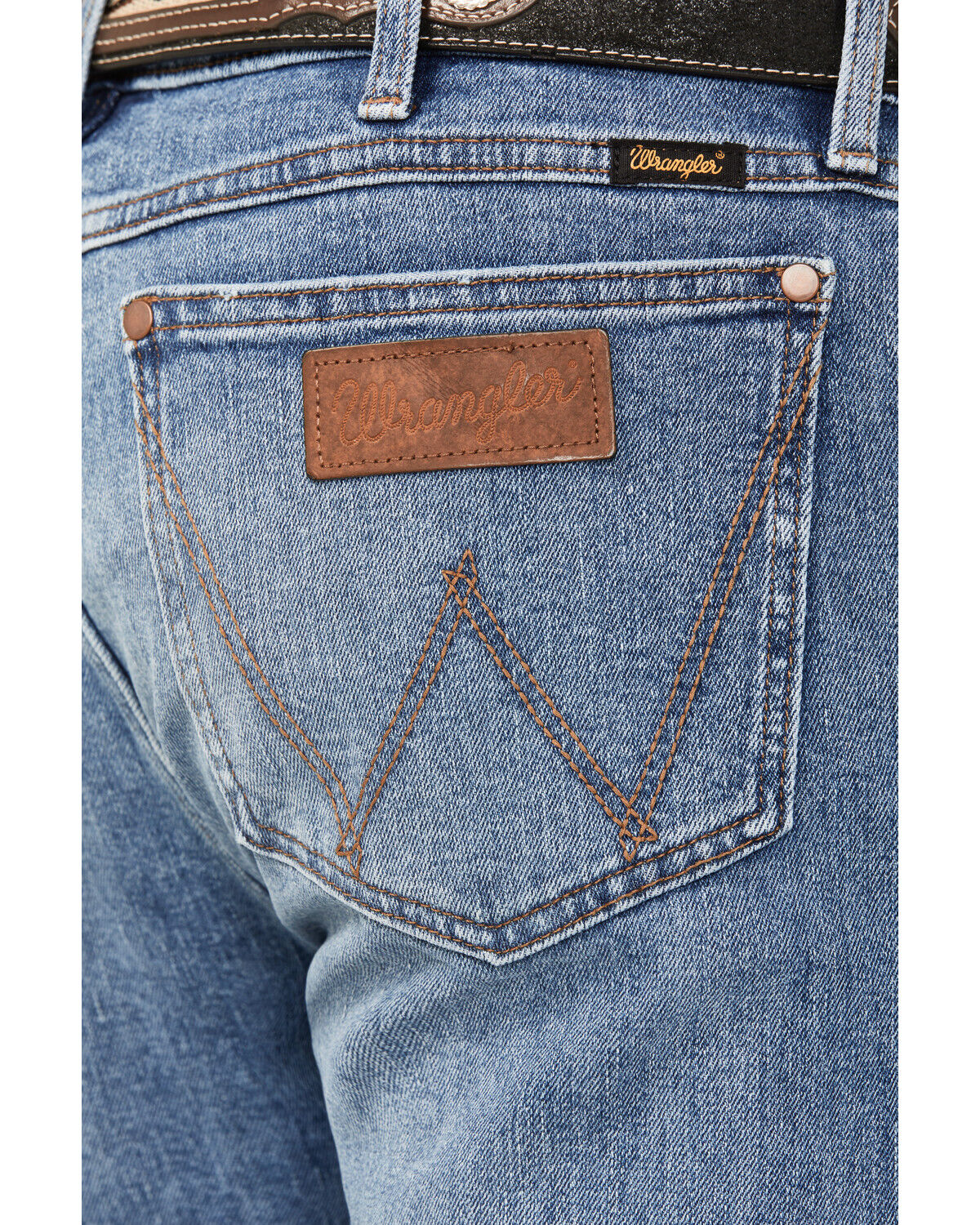 Image #3 - Wrangler Retro Men's Kresby Medium Wash Slim Bootcut Stretch Premium Green Jeans, , hi-res