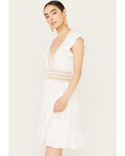 Image #1 - Angie Women's Crochet Front Dress, White, hi-res