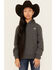 Image #1 - Ariat Girls' Boot Barn Exclusive Logo Hoodie, Charcoal, hi-res